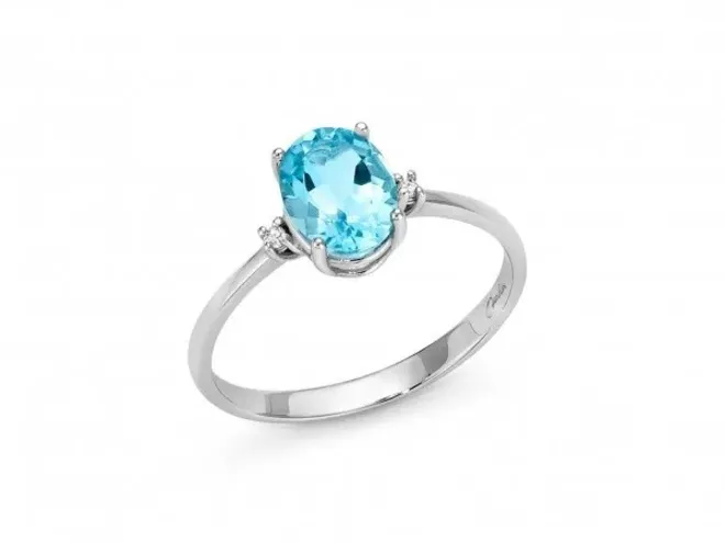 Anello in Oro bianco con Topazio e Diamanti