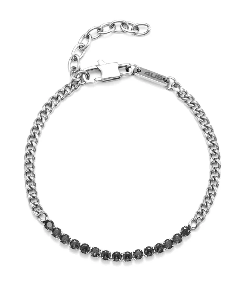 Bracciale tennis con zirconi neri in acciaio 4UBR5599 Paciotti 4US da uomo
