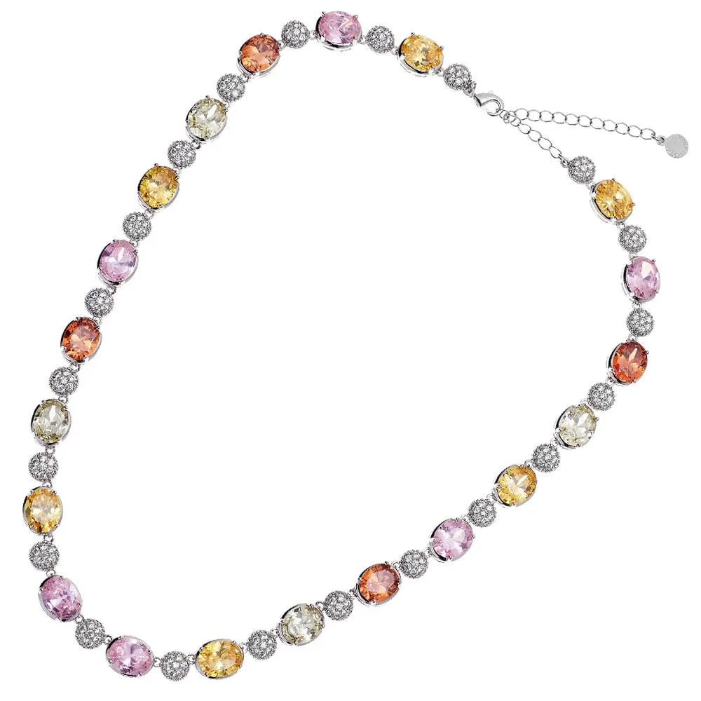 Collana rodiata con cubic zirconia multicolor di Ottaviani Bijoux 500694c