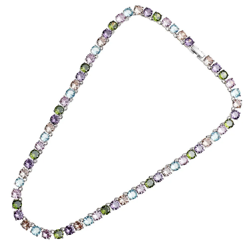 Collana tennis rodiata con cubic zirconia multicolor di Ottaviani Bijoux 500869c