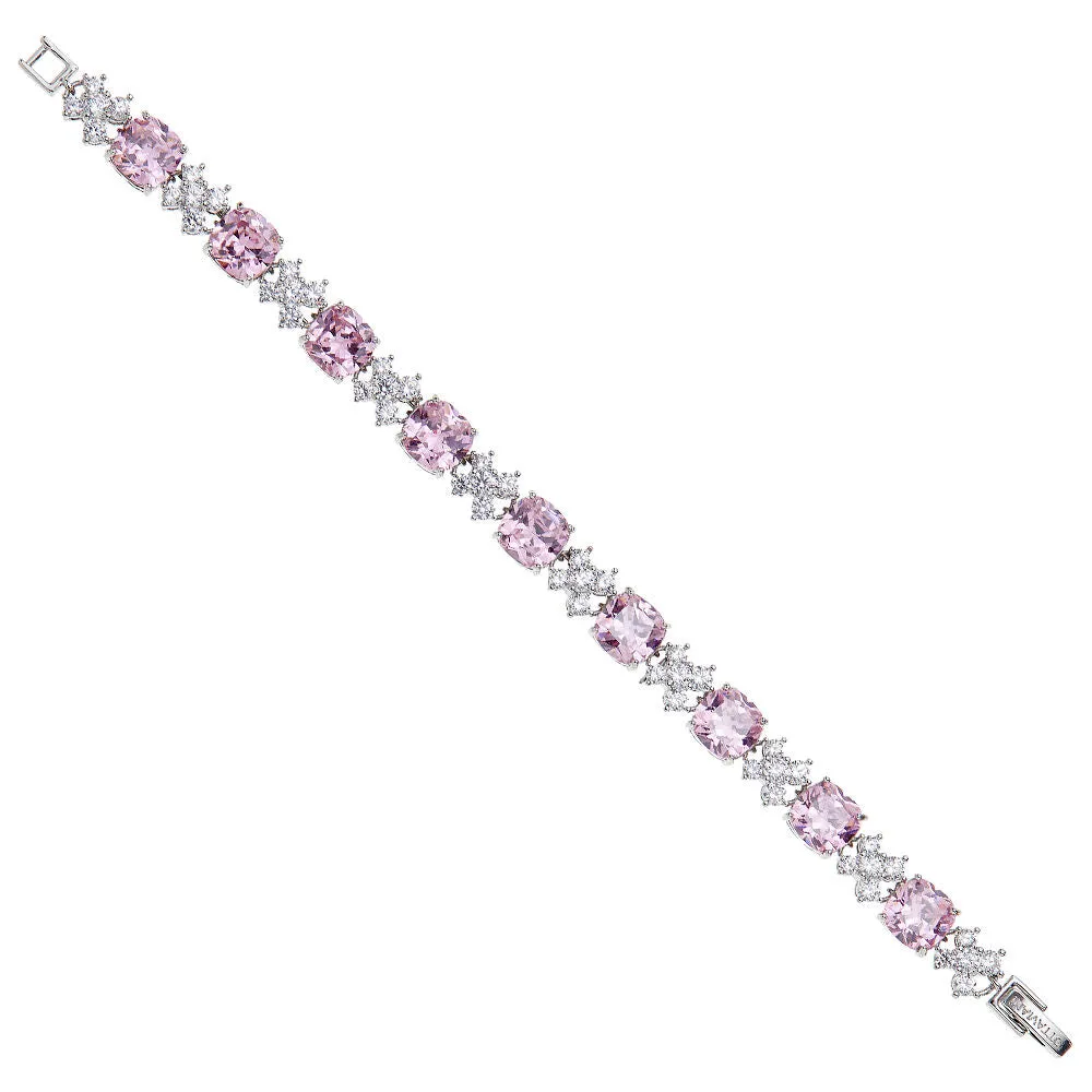 Bracciale rodiato con cubic zirconia rosa e bianchi di Ottaviani Bijoux 500918b