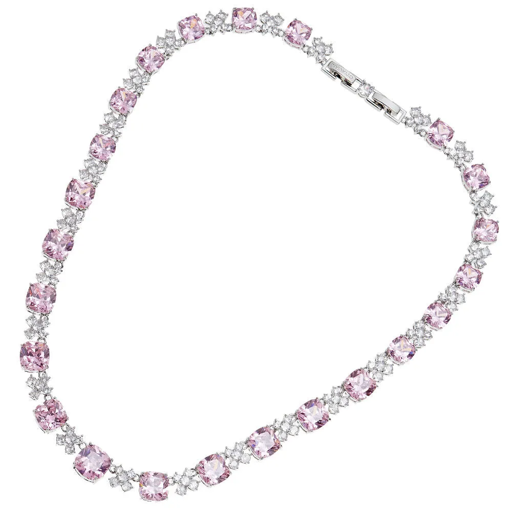 Collana rodiata con cubic zirconia rosa e bianchi di Ottaviani Bijoux 500918c