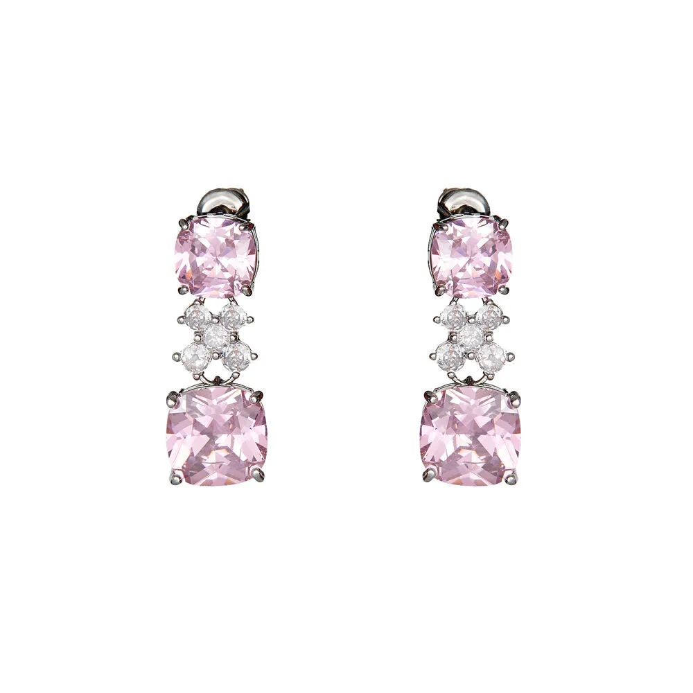 Orecchini rodiati con cubic zirconia rosa e bianchi di Ottaviani Bijoux 500918o