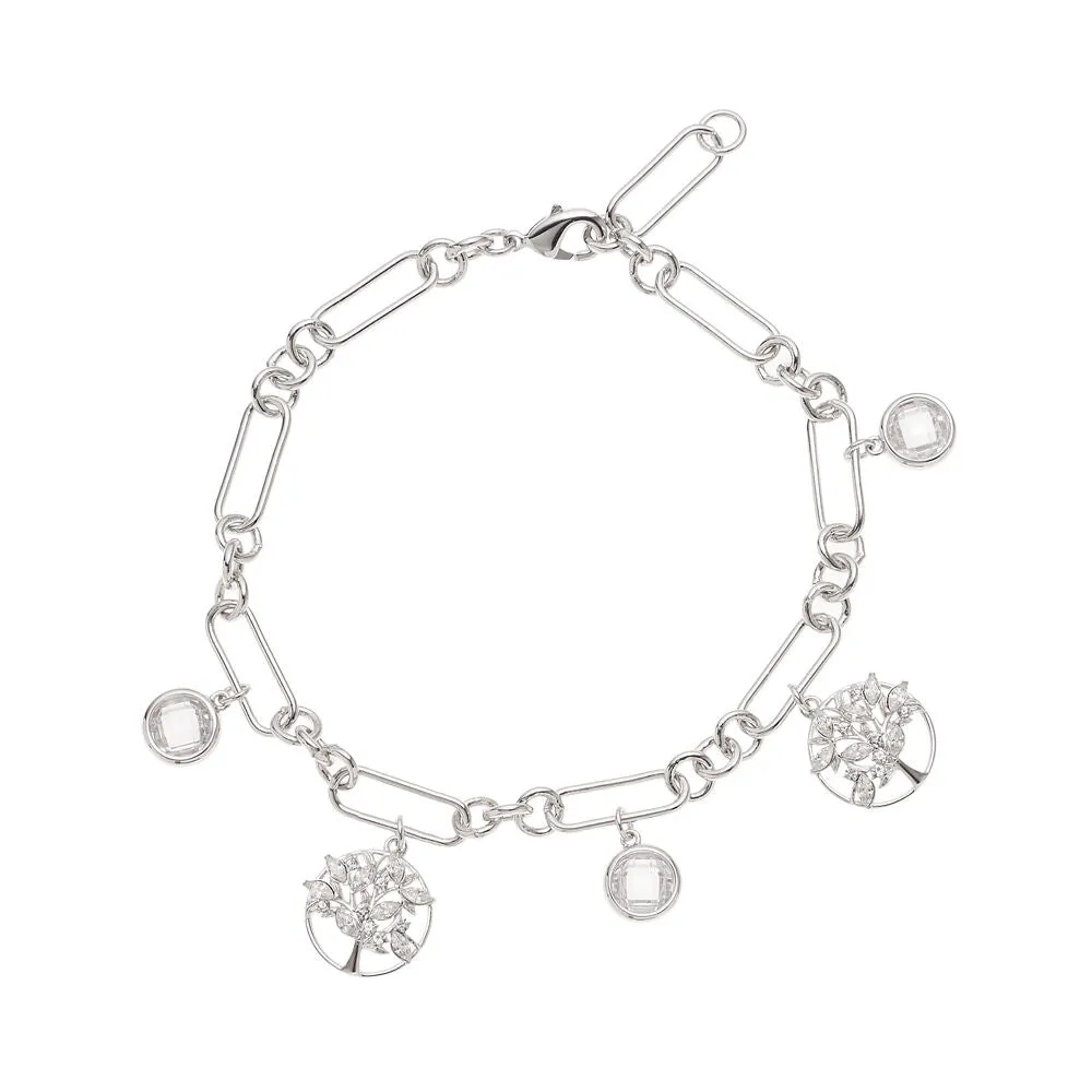 Bracciale rodiato con albero della vita e cubic zirconia di Ottaviani Bijoux 501107b