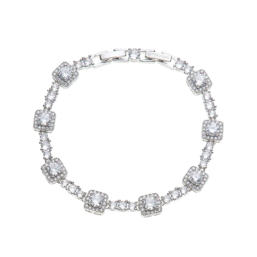 Bracciale tennis rodiato con cubic zirconia bianco di Ottaviani Bijoux 501122b