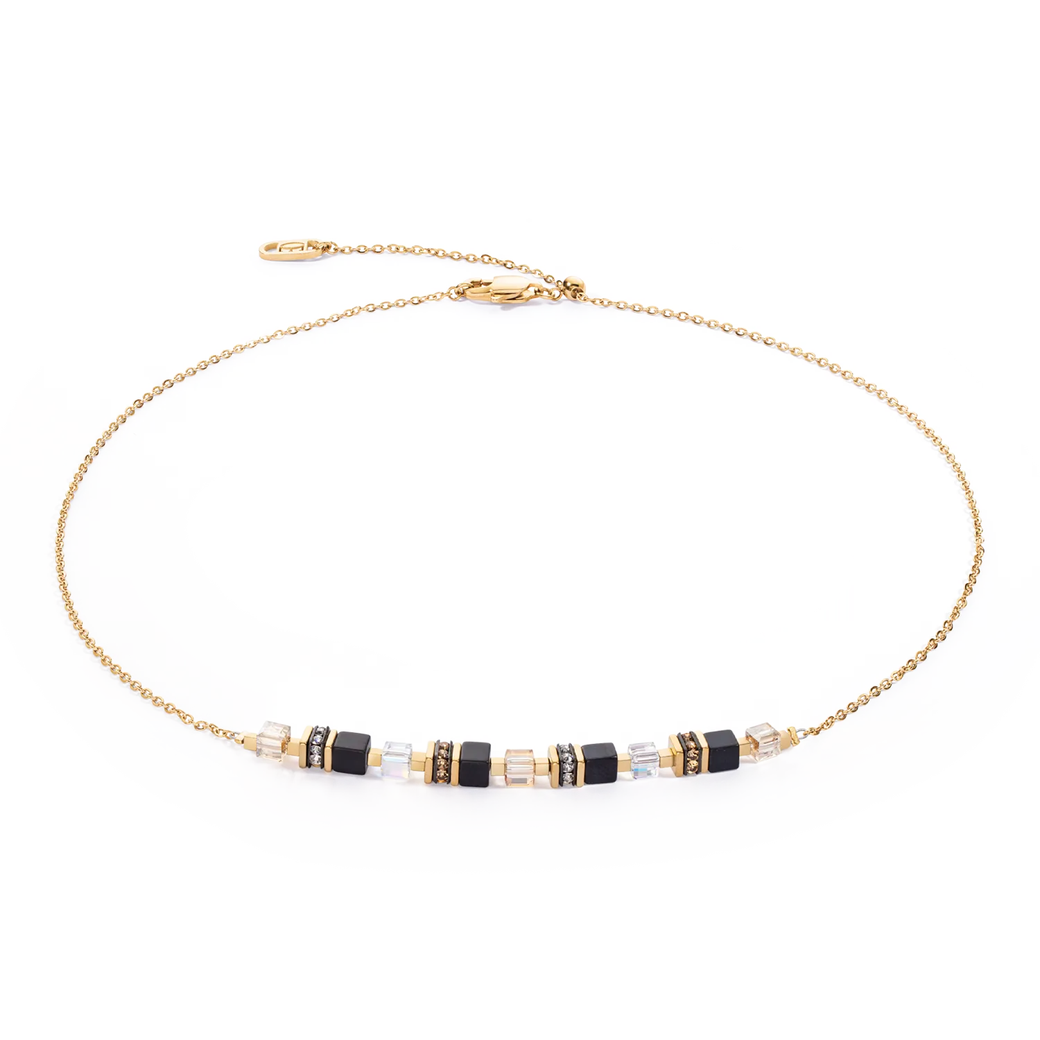 Collana Mini Cubes e Chain oro-nero
