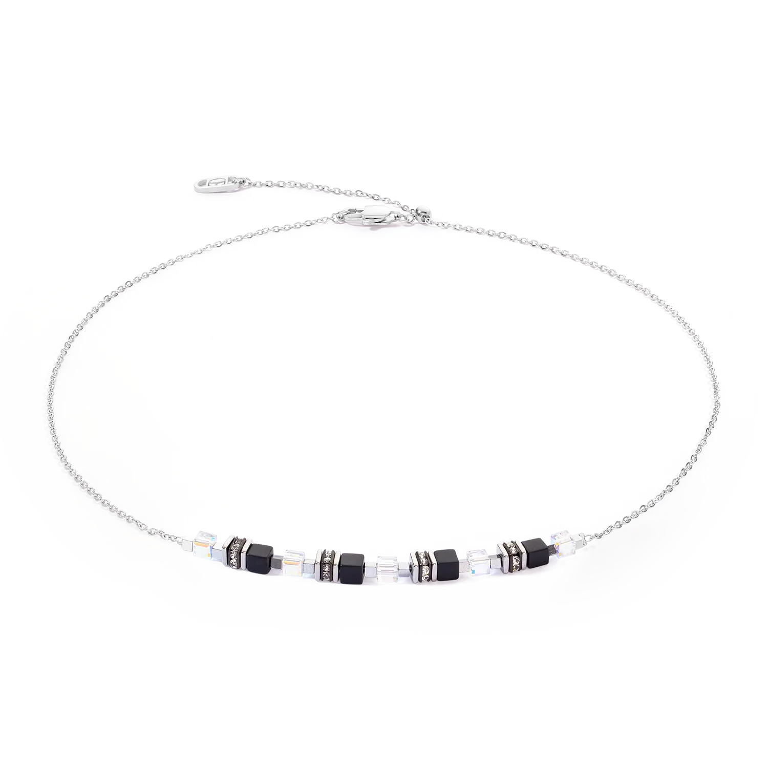 Collana Mini Cubes e Chain argento-nero