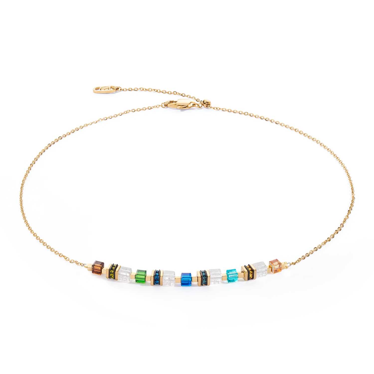 Collana Mini Cubes e Chain oro-multicolore