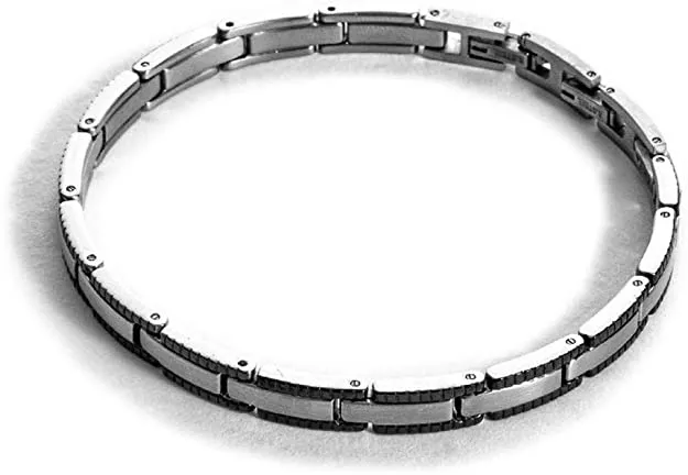 4US Gioielli 4UBR1712 Bracciale da Uomo in Acciaio Satinato e Placcature Nere