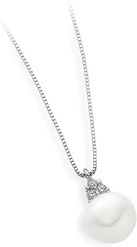 AGP 187 Collana da Donna Ambrosia Gioielli in Oro Bianco 18kt Perla coltivata e Zirconi