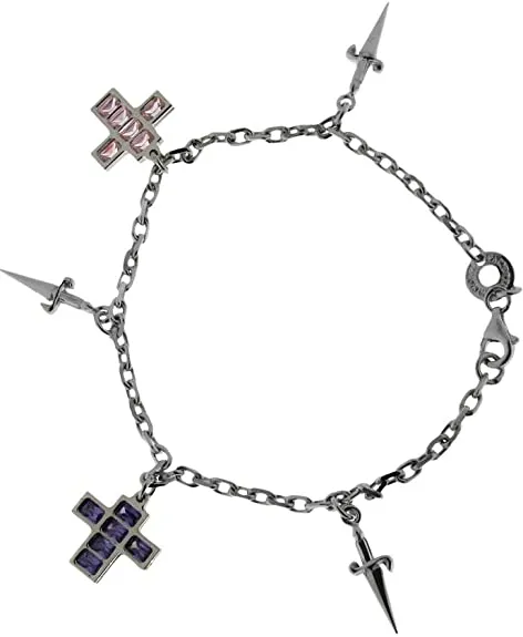 JPBR0409B CESARE PACIOTTI Jewels Bracciale da Donna con Charms di Croci e spadini in Argento 925