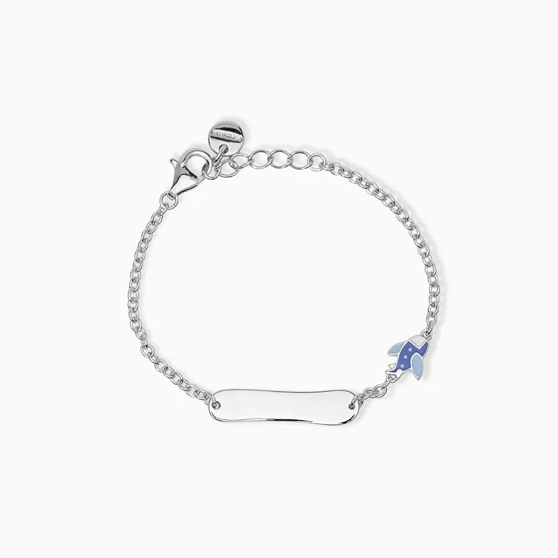 MABINA – BRACCIALE PERSONALIZZABILE CON AEROPLANINO SMALTATO PLANE-TAG