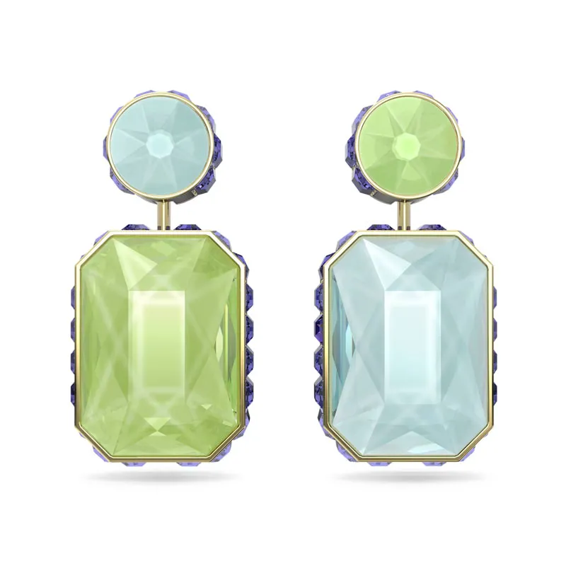 SWAROVSKI – ORECCHINI DONNA – Orecchini pendenti Orbita Design asimmetrico, Taglio ottagonale, Multicolore, Placcato color oro