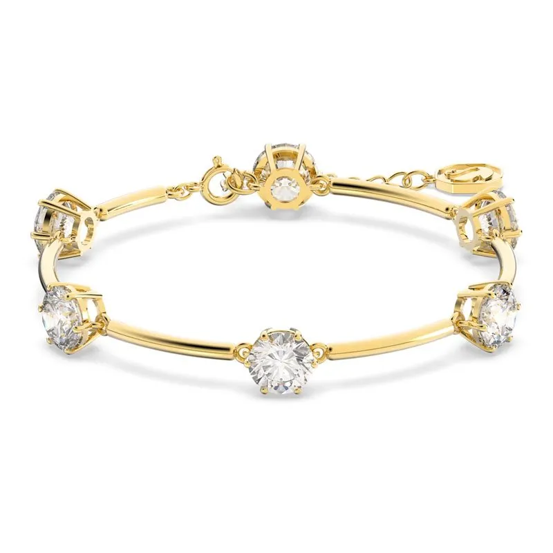 SWAROVSKI – BRACCIALE DONNA – Braccialetto Constella Taglio tondo, Bianco, Placcato in tono oro lucido