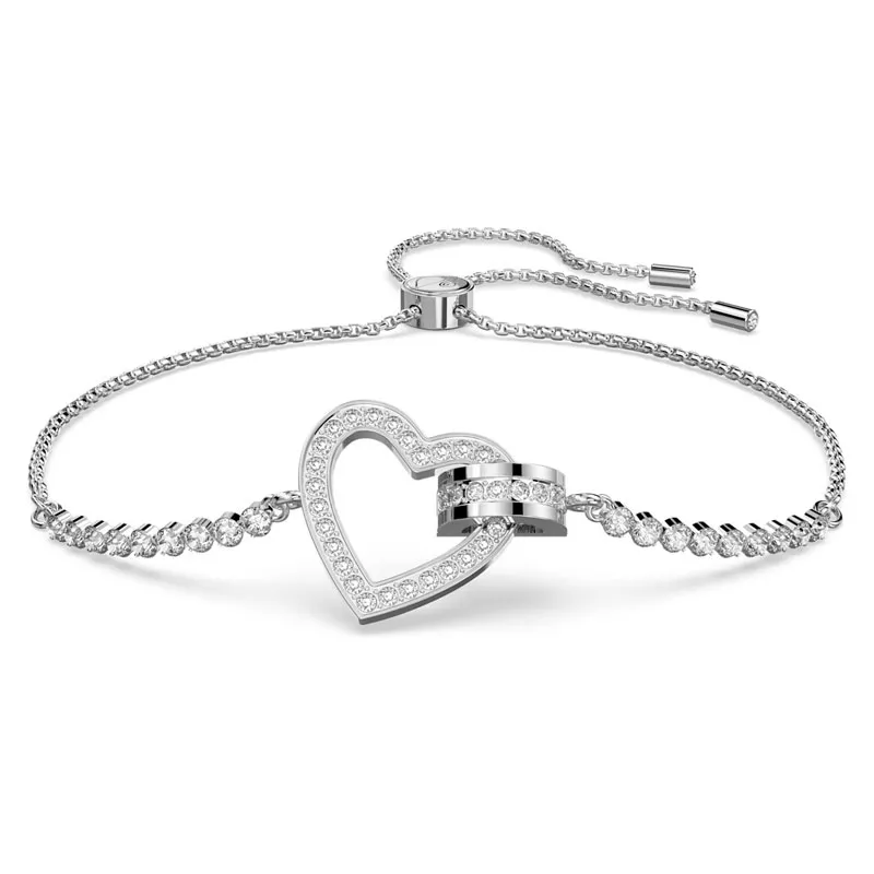 SWAROVSKI – BRACCIALE DONNA – Bracciale Lovely Cuore, Bianco, Placcato rodio