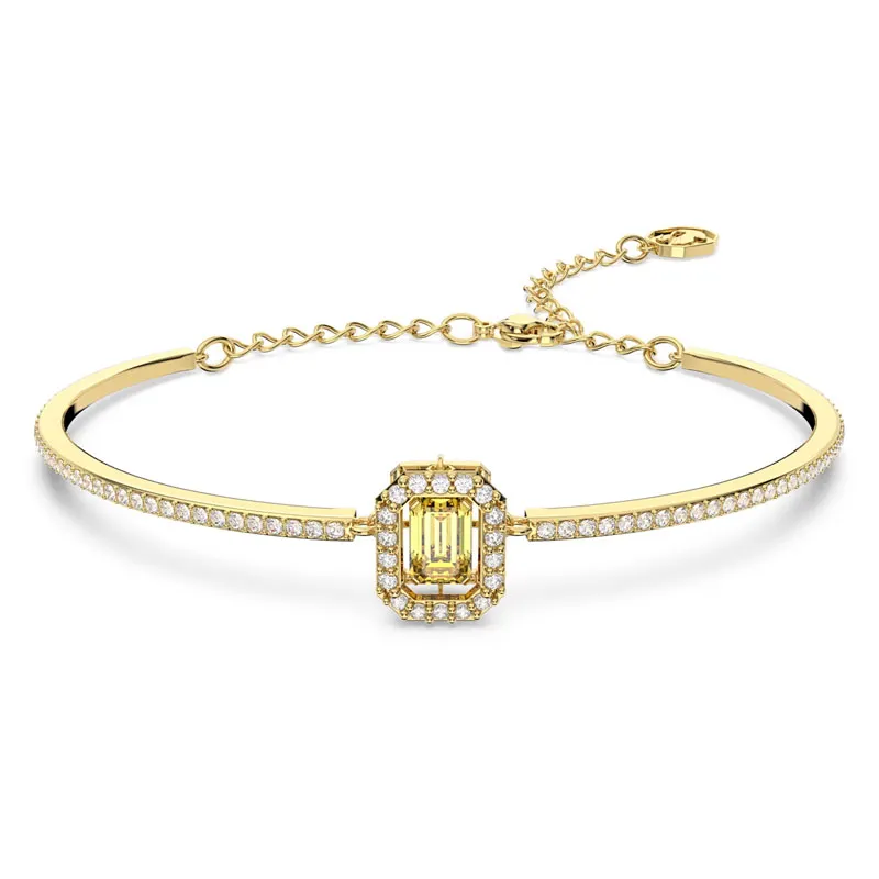 SWAROVSKI – BRACCIALE DONNA – Bracciale rigido Millenia Taglio ottagonale, Pavé, Giallo, Placcato color oro
