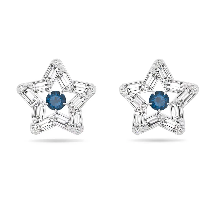 SWAROVSKI – ORECCHINI DONNA – Orecchini a lobo Stella Stella, Blu, Placcato rodio