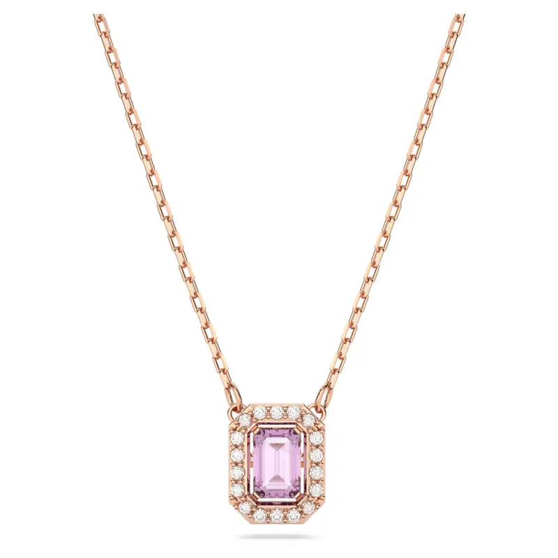 SWAROVSKI – COLLANA DONNA – Collana Millenia Taglio ottagonale, Viola, Placcato color oro rosa