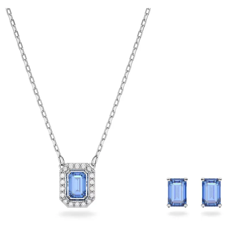 SWAROVSKI – SET DONNA – Set Millenia Taglio ottagonale, Blu, Placcato rodio