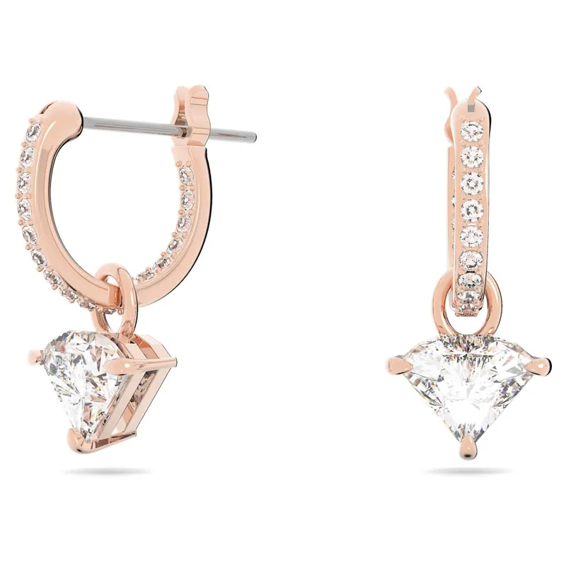 SWAROVSKI – ORECCHINI DONNA – Orecchini pendenti Ortyx Taglio triangolo, Bianchi, Placcato color oro rosa