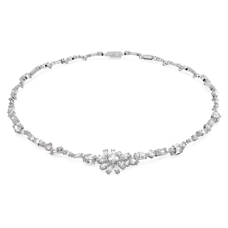 SWAROVSKI – COLLANA DONNA – Collana Gema Fiore, Bianco, Placcato rodio