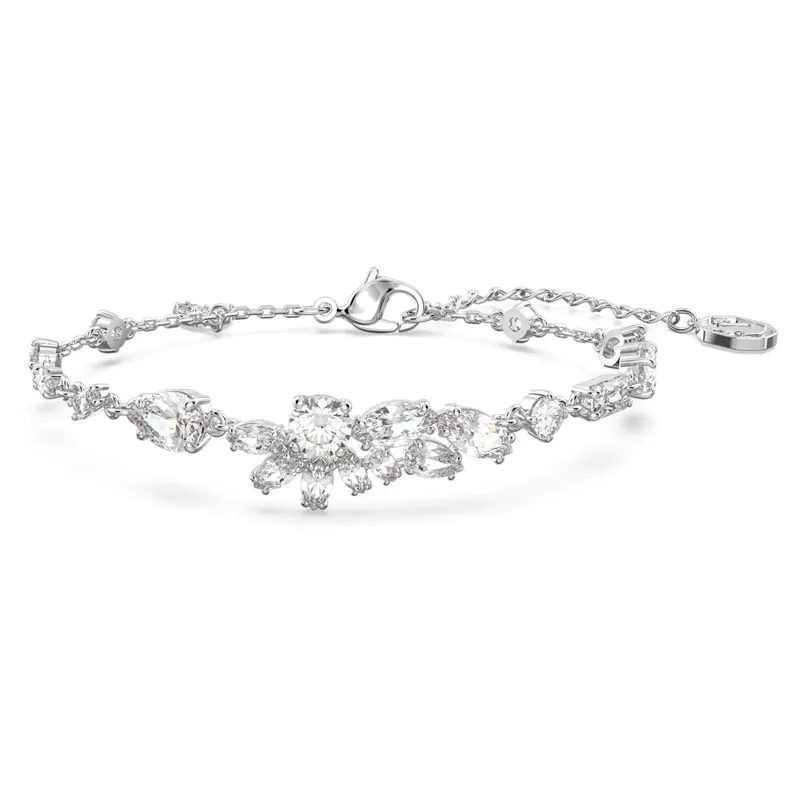 SWAROVSKI – BRACCIALE DONNA – Bracciale Gema Taglio misto, Fiore, Bianco, Placcato rodio