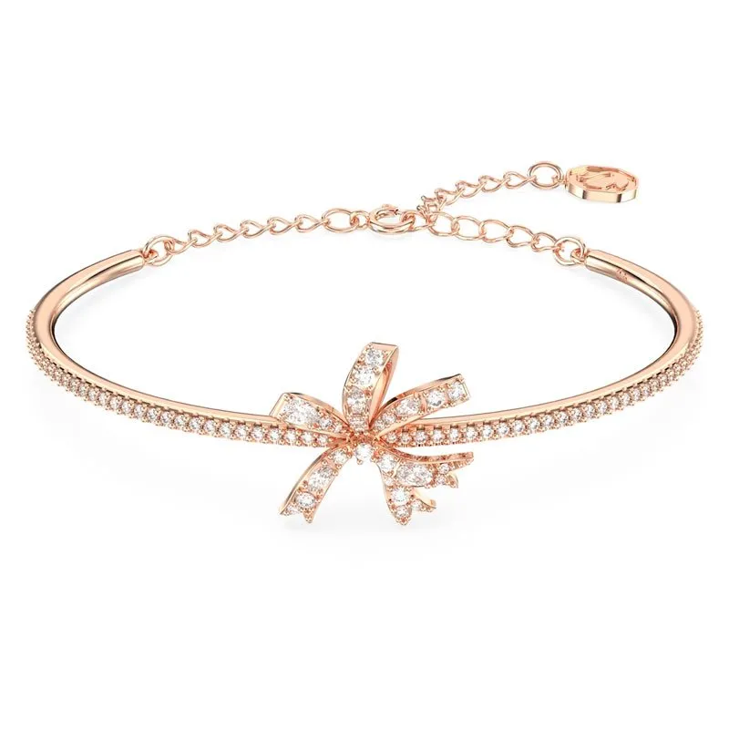SWAROVSKI – BRACCIALE DONNA – Bracciale rigido Volta Fiocco, Bianco, Placcato color oro rosa
