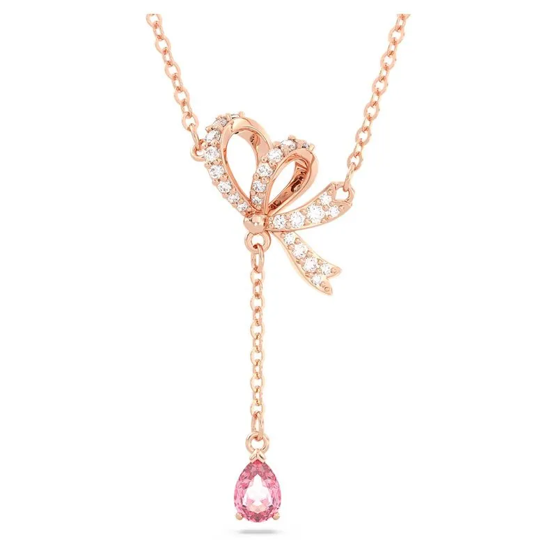 SWAROVSKI – COLLANA DONNA – Pendente a Y Volta Fiocco, Rosa, Placcato color oro rosa