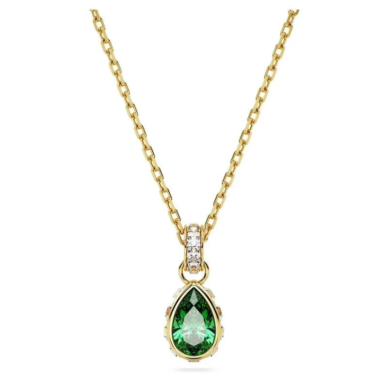 SWAROVSKI – COLLANA DONNA – Pendente Stilla Taglio Pear, Verde, Placcato color oro