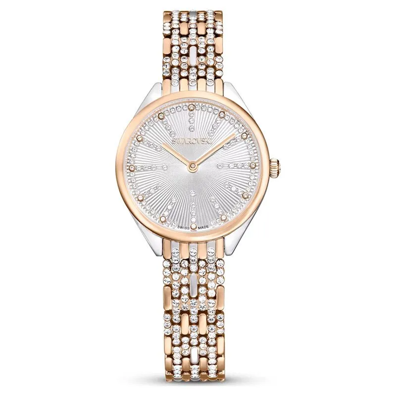 SWAROVSKI – OROLOGIO DONNA – Orologio Attract Fabbricato in Svizzera, Pavé, Bracciale di metallo, Tono oro rosa, Mix di finiture