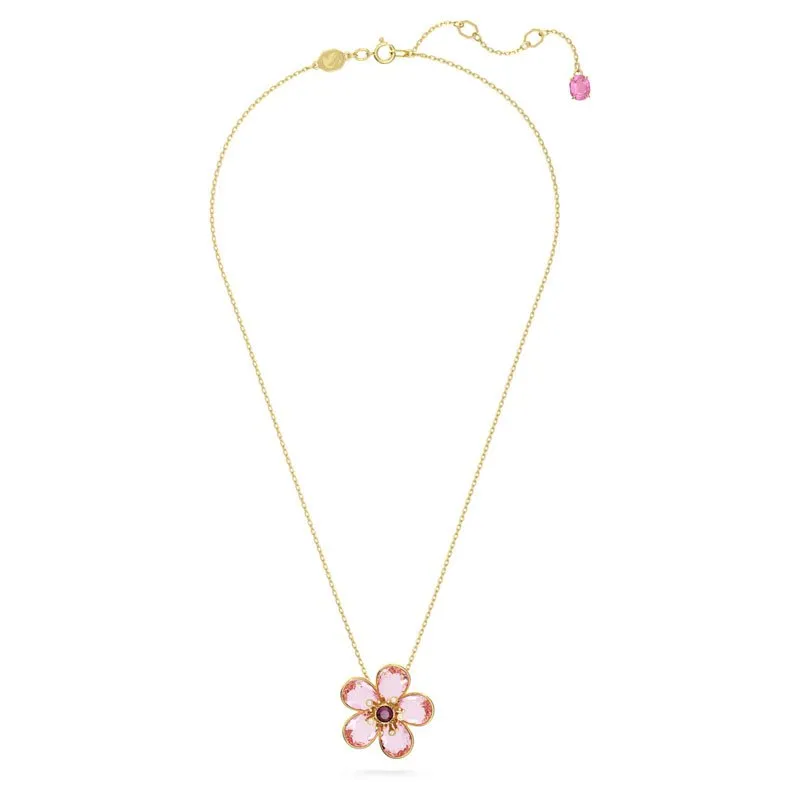 SWAROVSKI – COLLANA DONNA – Pendente Florere Fiore, Piccolo, Rosa, Placcato color oro