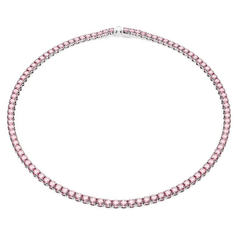 SWAROVSKI – COLLANA DONNA – Collana Matrix Tennis Taglio tondo, Piccola, Rosa, Placcato rodio