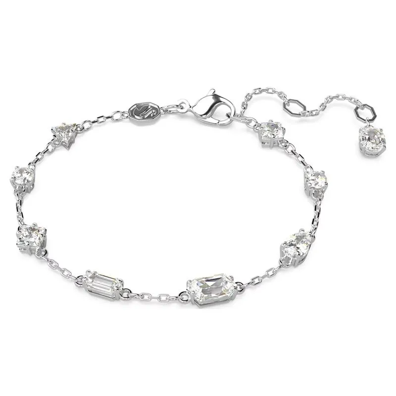 SWAROVSKI – BRACCIALE DONNA – Braccialetto Mesmera Taglio misto, Design sparpagliato, Bianco, Placcato rodio