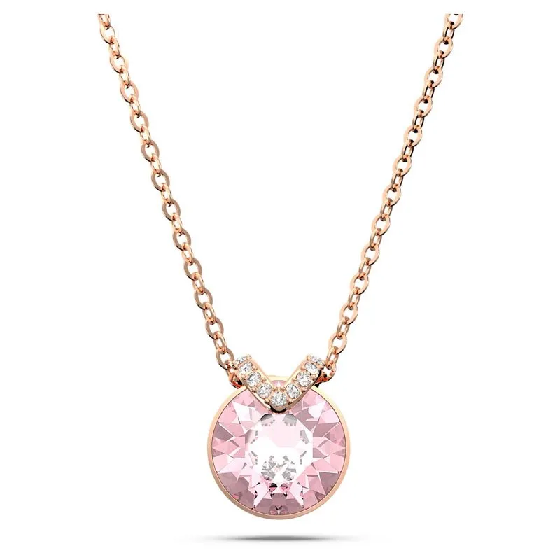 SWAROVSKI – COLLANA DONNA – Pendente Bella V Taglio tondo, Rosa, Placcato color oro rosa