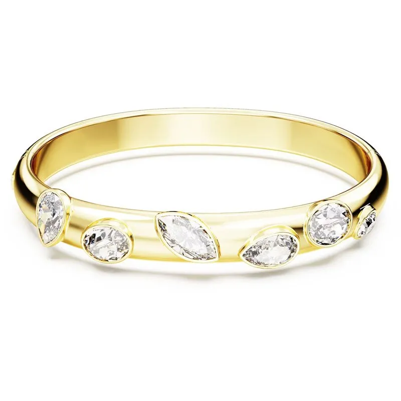 SWAROVSKI – BRACCIALE DONNA – Bracciale rigido Dextera Taglio misto, Bianco, Placcato color oro