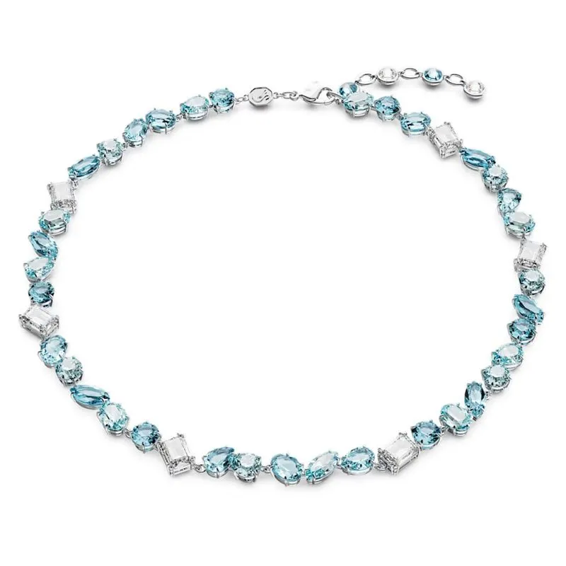 SWAROVSKI – COLLANA DONNA – Collana Gema Taglio misto, Blu, Placcato rodio