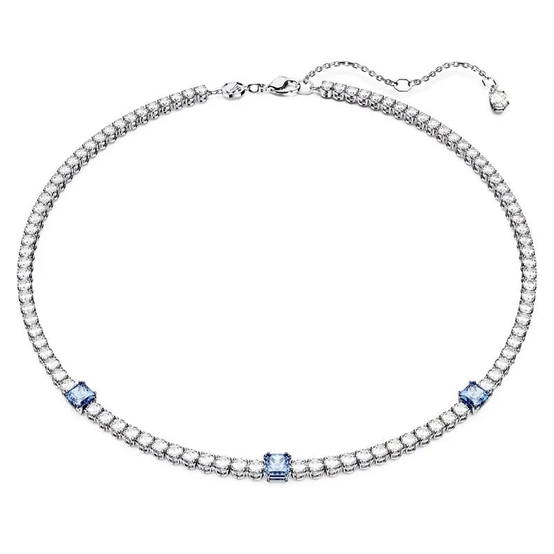 SWAROVSKI – COLLANA DONNA – Collana Matrix Tennis Taglio misto, Blu, Placcato rodio