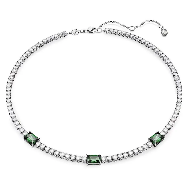 SWAROVSKI – COLLANA DONNA – Collana Matrix Tennis Taglio misto, Verde, Placcato rodio
