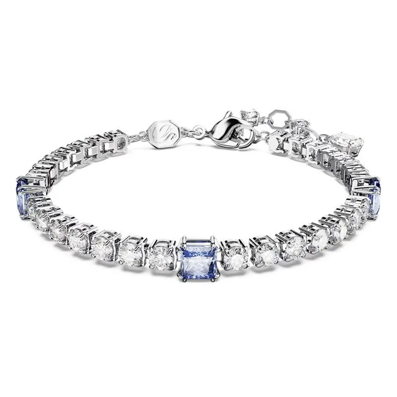 SWAROVSKI – BRACCIALE DONNA – Braccialetto Matrix Tennis Taglio misto, Blu, Placcato rodio