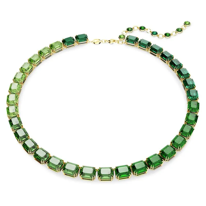 SWAROVSKI – COLLANA DONNA – Collana Millenia Taglio Octagon, Sfumatura di colore, Verde, Placcato color oro
