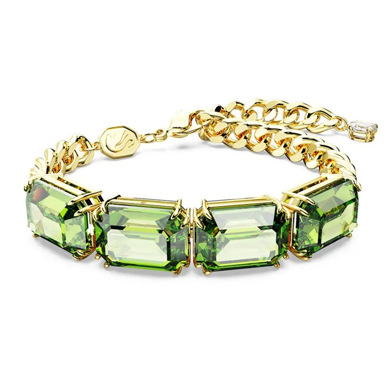 SWAROVSKI – BRACCIALE DONNA – Braccialetto Millenia Taglio ottagonale, Verde, Placcato color oro