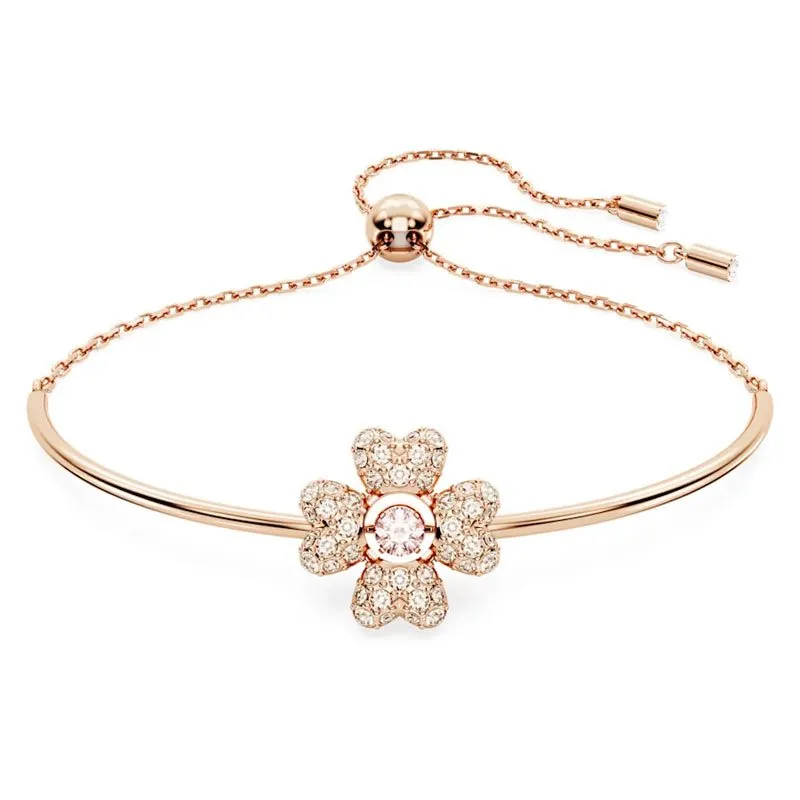SWAROVSKI – BRACCIALE DONNA – Braccialetto Idyllia Quadrifoglio, Bianco, Placcato color oro rosa