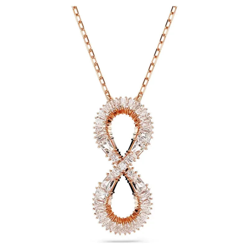 SWAROVSKI – COLLANA DONNA – Pendente Hyperbola Infinito, Bianco, Placcato color oro rosa