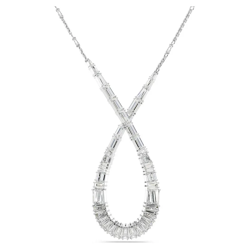 SWAROVSKI – COLLANA DONNA – Pendente Hyperbola Taglio misto, Infinito, Bianco, Placcato rodio