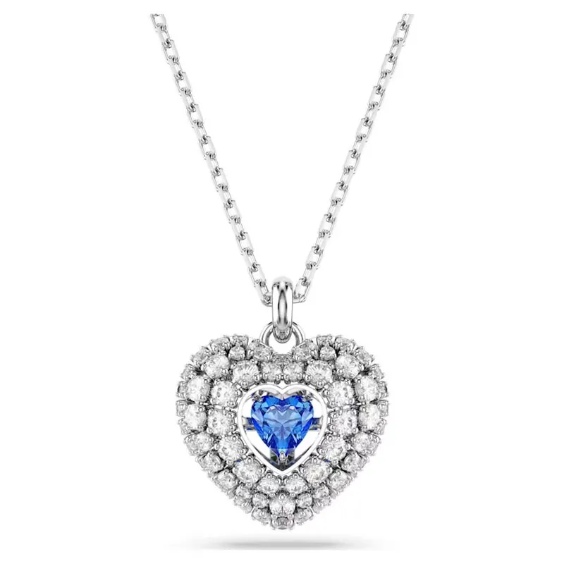 SWAROVSKI – COLLANA DONNA – Pendente Hyperbola Cuore, Blu, Placcato rodio