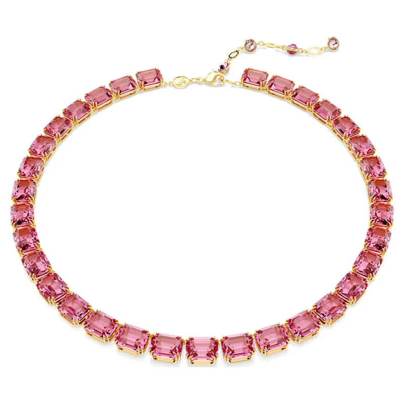 SWAROVSKI – COLLANA DONNA – Collana Millenia Taglio ottagonale, Rosa, Placcato color oro