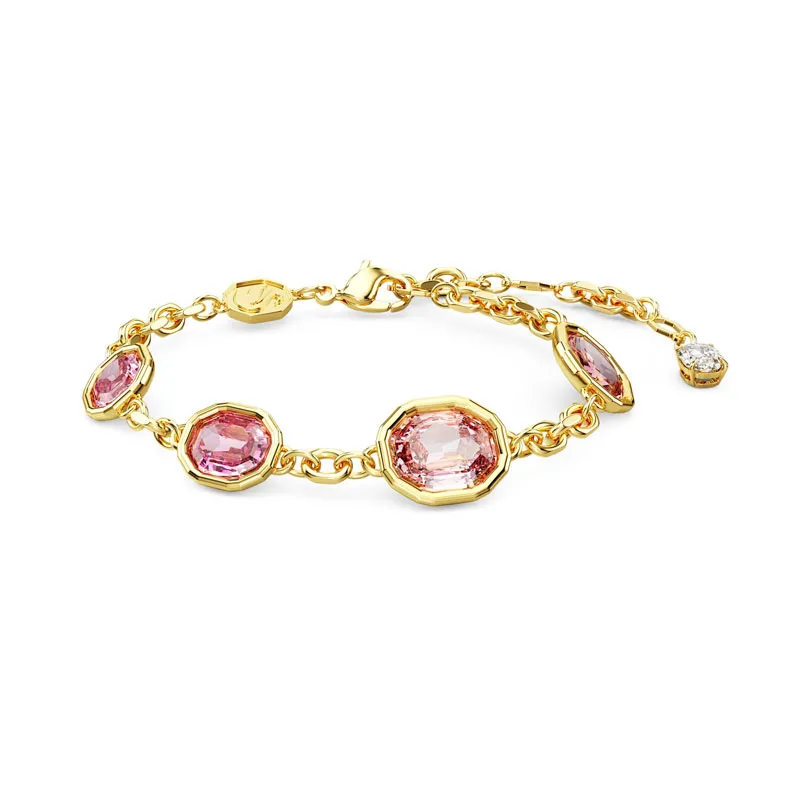 SWAROVSKI – BRACCIALE DONNA – Braccialetto Imber Taglio ottagonale, Rosa, Placcato color oro