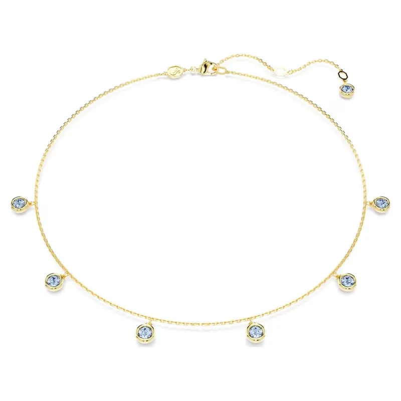 SWAROVSKI – COLLANA DONNA – Collana Imber Taglio tondo, Azzurra, Placcato color oro