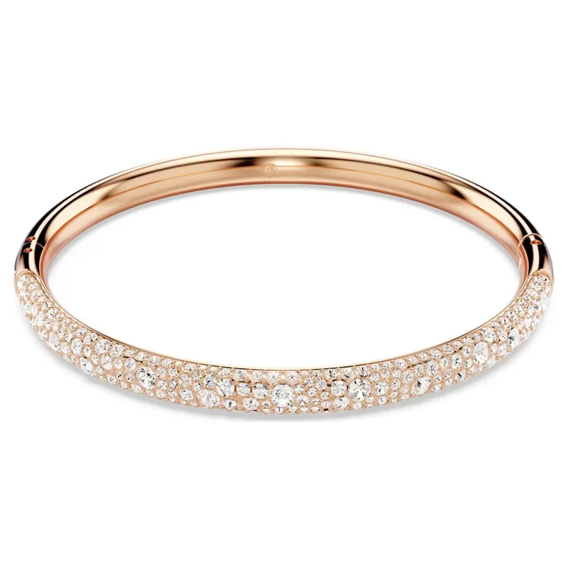 SWAROVSKI – BRACCIALE DONNA – Bracciale rigido Meteora Pavé a neve, Bianco, Placcato color oro rosa