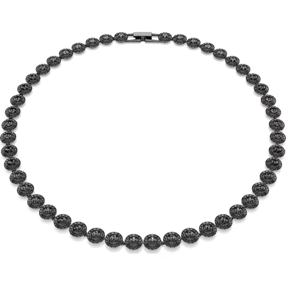 Collana Una Angelic, Taglio Round, Nera, Placcato rutenio